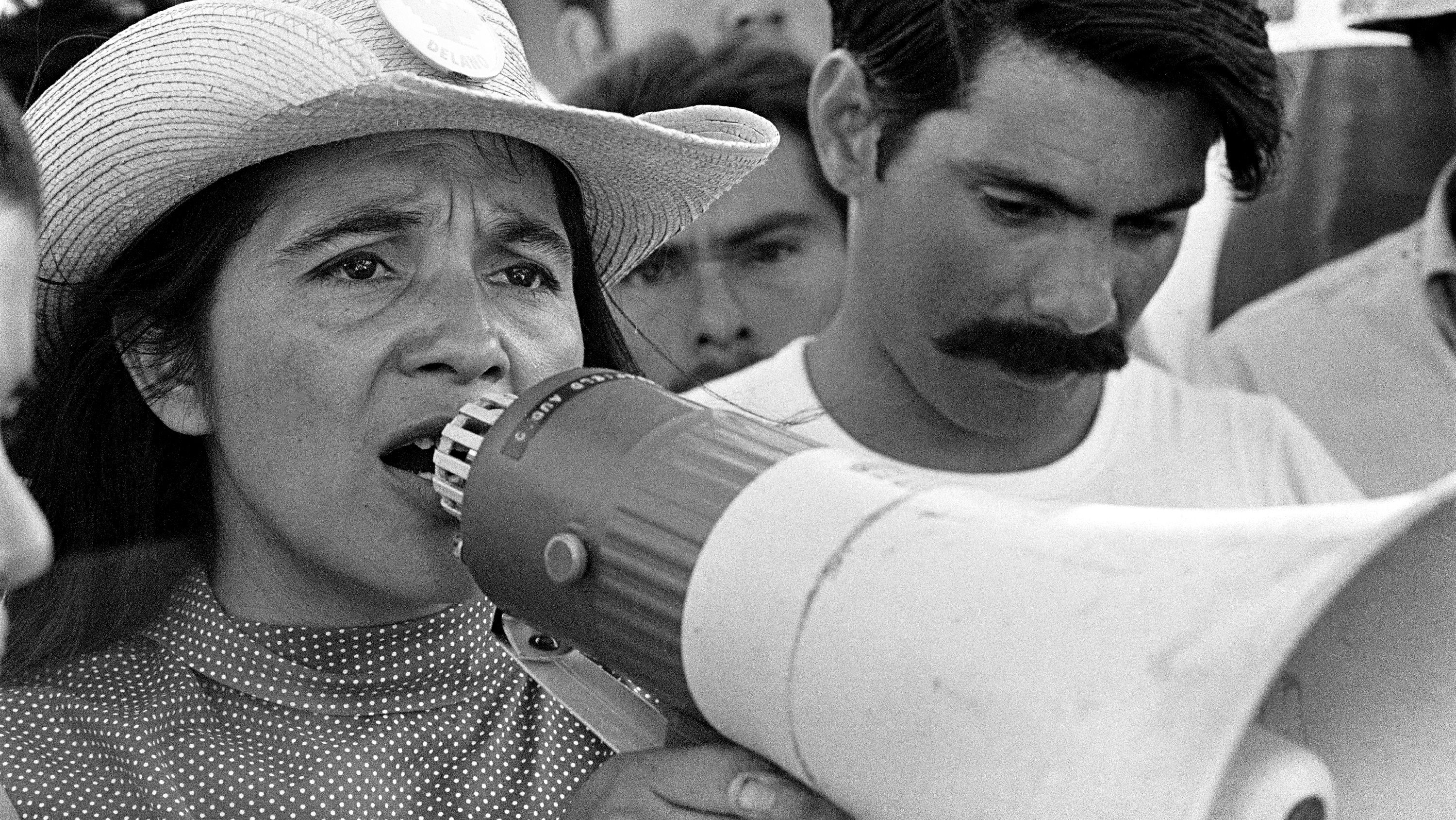 Dolores Huerta organizes marchers