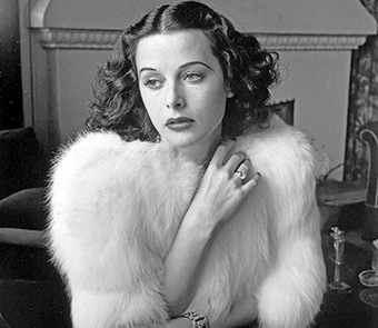 black and white photo of a young Hedy Lamarr