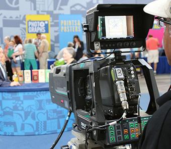 Behind a video camera image