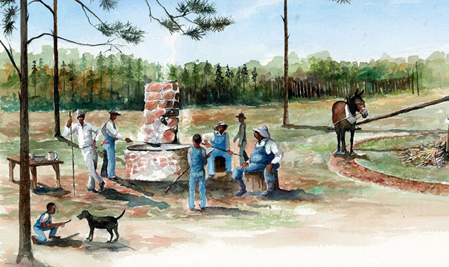 painting of syrup farmers