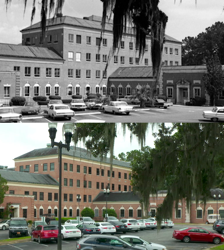 FAMU Hospital. One black and white picture and one colored picture.