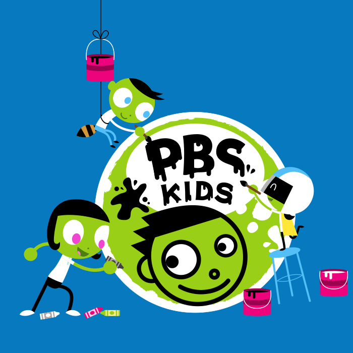green kids painting pbs kids logo