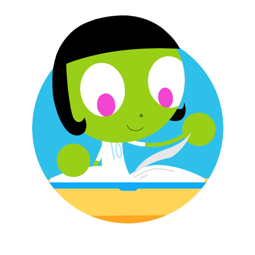 dot reading a book in a cirrcle