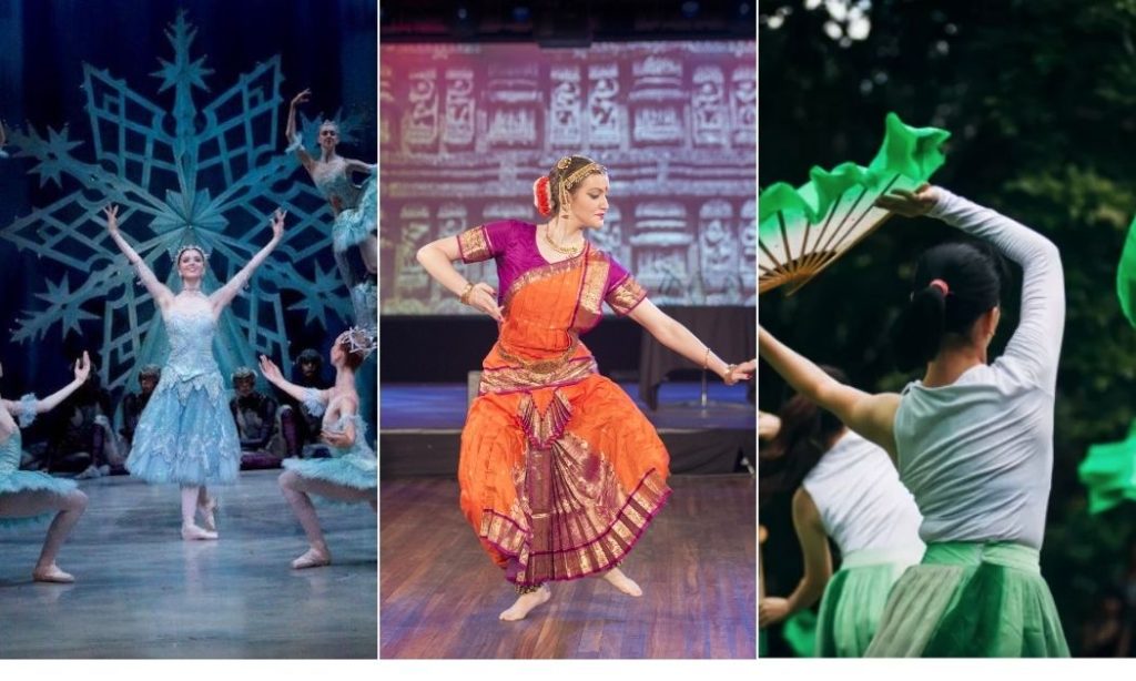 Three different dancers dance.