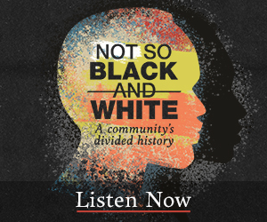 ad for the not so black and white podcast coming september 2022