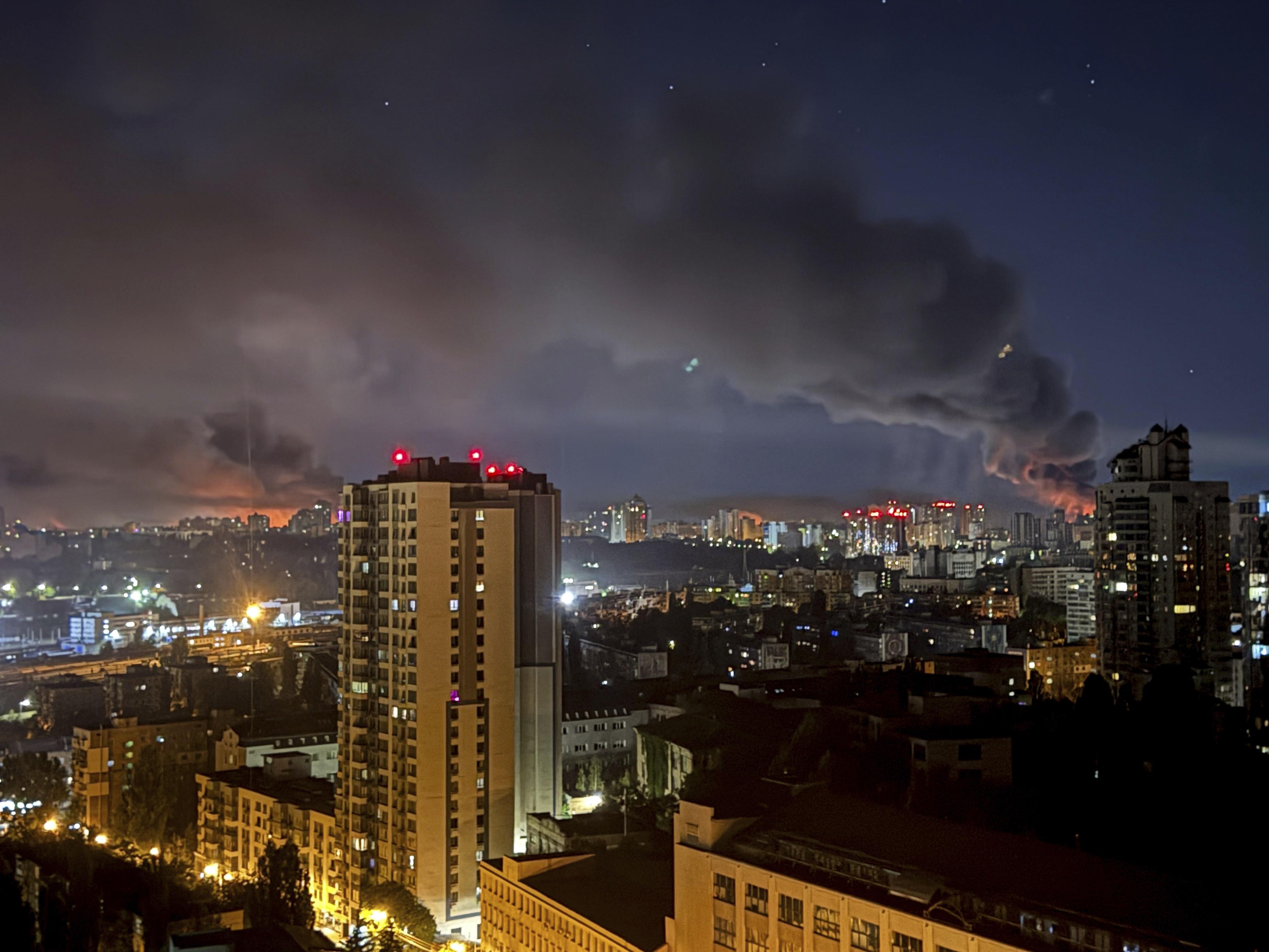 Smoke rises after a Russian strike on Kyiv, Ukraine, Friday, July 4, 2025