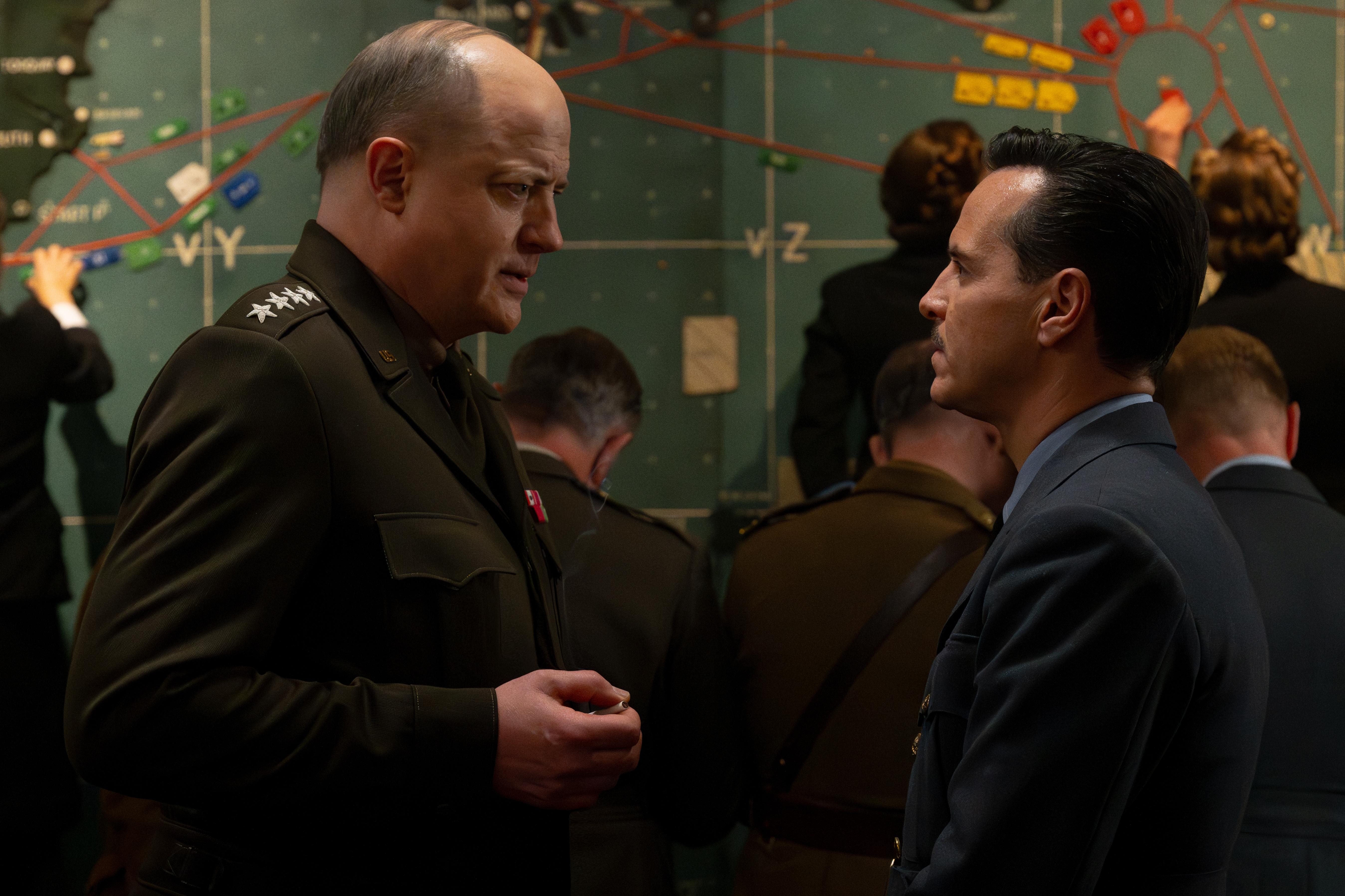 Brendan Fraser plays Gen. Dwight D. Eisenhower and Andrew Scott plays meteorologist James Stagg in the new film <em>Pressure</em>, about the tense lead-up to the D-Day invasion during World War II.