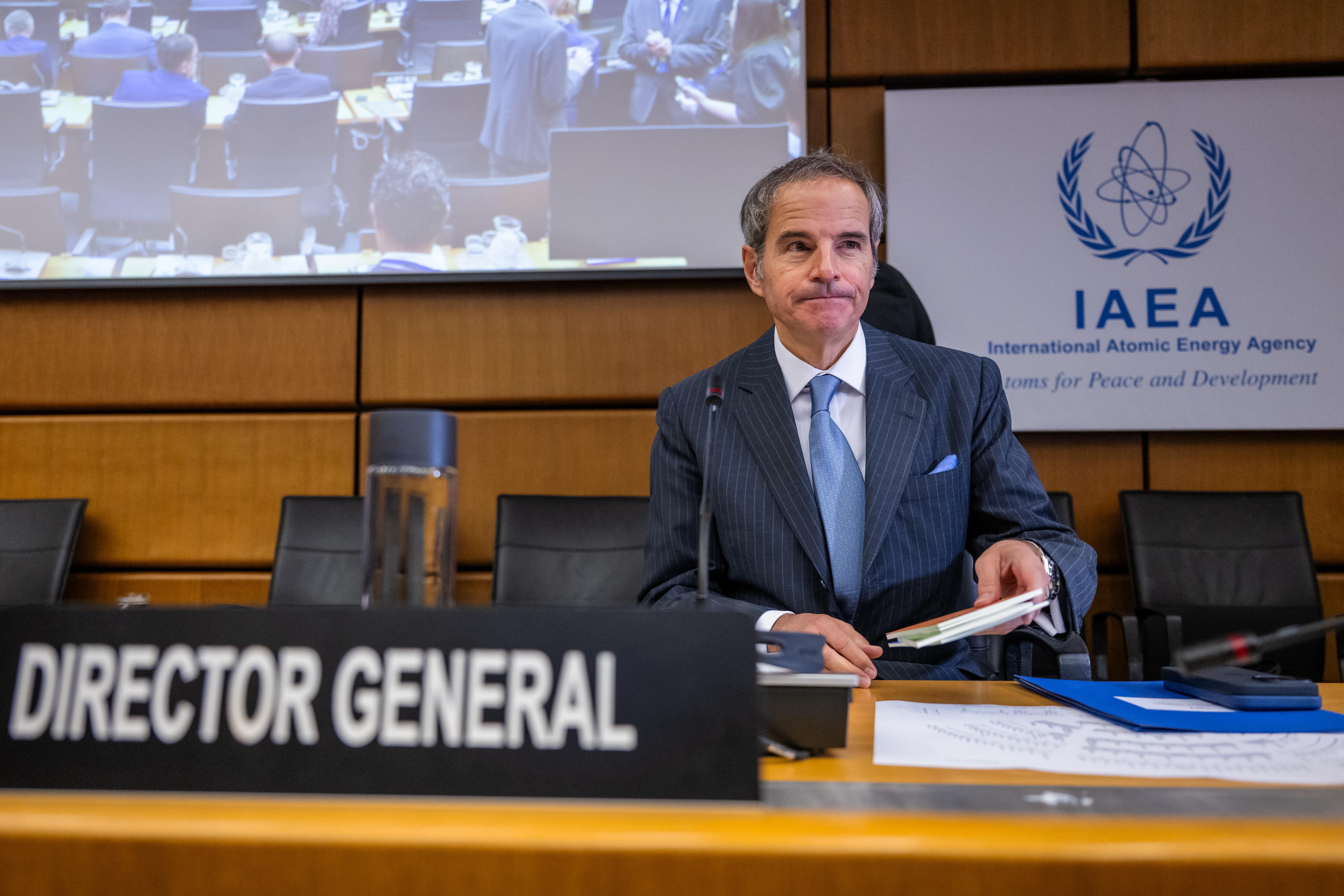 Rafael Mariano Grossi, director general of the International Atomic Energy Agency, arrives for an IAEA meeting in Vienna, Austria, on June 23.