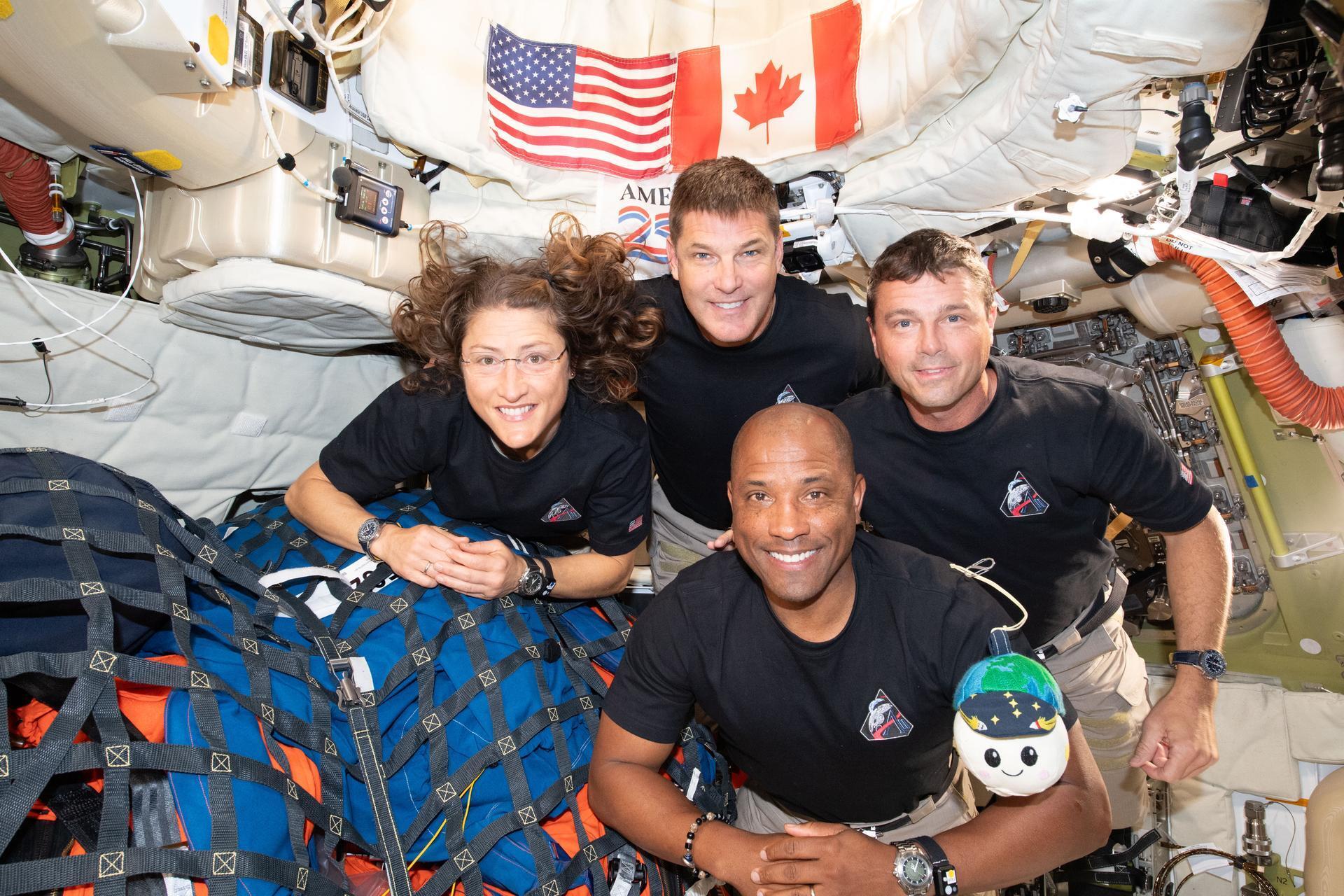 The Artemis II crew â Christina Koch (left), Jeremy Hansen, Victor Glover and Reid Wiseman â have to share tight quarters aboard the Orion spacecraft on their way home. But even with limited space, they can still get a solid workout in â thanks to a very special piece of equipment.