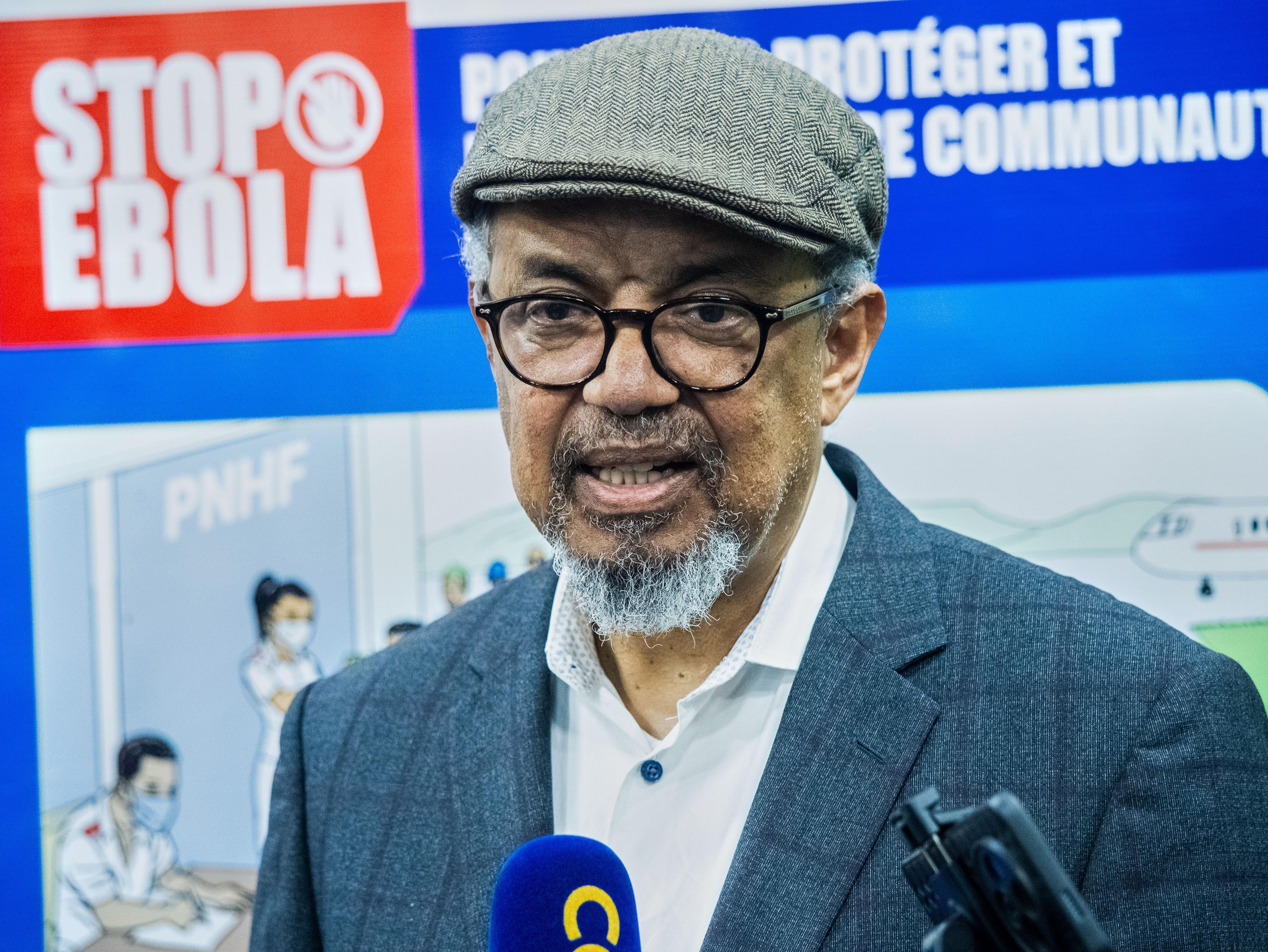 Director-General of the World Health Organisation (WHO), Tedros Adhanom Ghebreyesus, speaks to the media upon his arrival at N