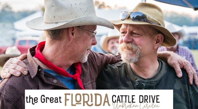 “The Veterans Story” From The Great Florida Cattle Drive A veteran and a man who drove a wagon for the Great Florida Cattle Drive 2016 smile at each other.