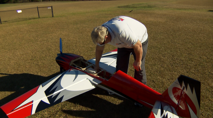 They Put The Fun In Flying Man works on small plane