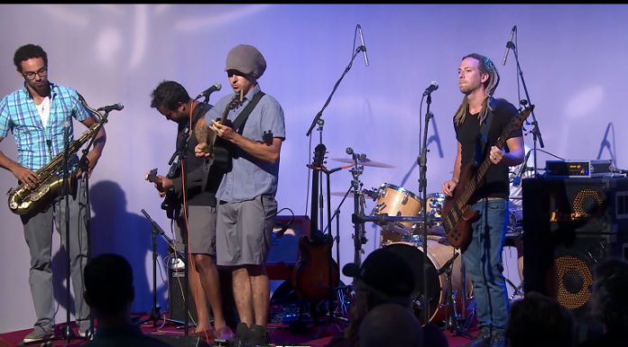 Sway Jah Vu Performs "Ohio" Band preforms on stage