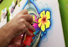 The Art of the Airbrush Airbrush painting of neon flower