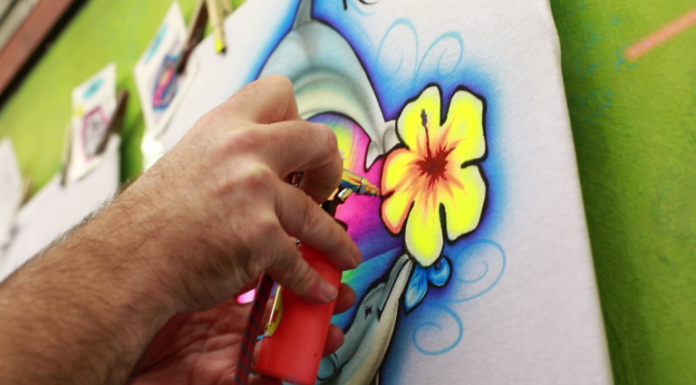 The Art of the Airbrush Airbrush painting of neon flower