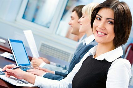 A woman using a laptop