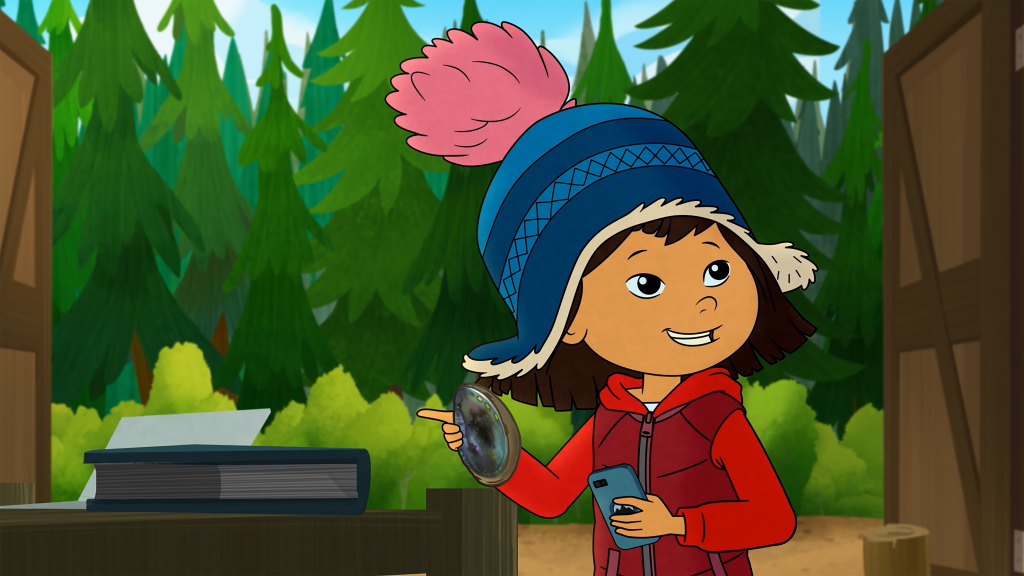 Animated girl wearing a blue hat