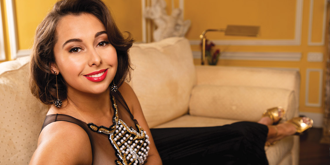 A woman sitting on a couch