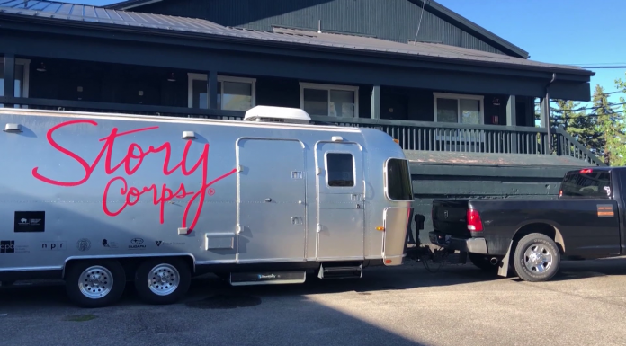 How StoryCorps Mobile Tour Works A truck is parked on the side of a building