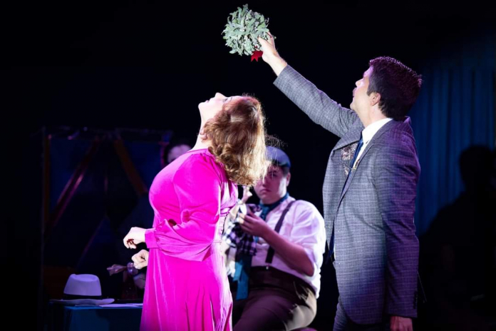 A woman standing on a stage