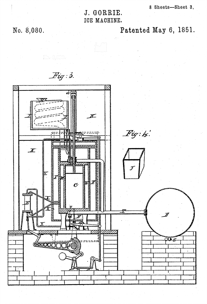 A diagram, engineering drawing from patent no. 8080.