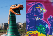 Art and Design Everywhere (Episode 902) Snake Sculpture and mural of T-Pain