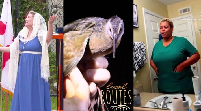 Missions in the Marsh, Theatre, & the Future (Episode 905) A woman standing in front of a statue of a man