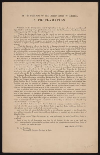 Emancipation Proclamation Broadsheet
