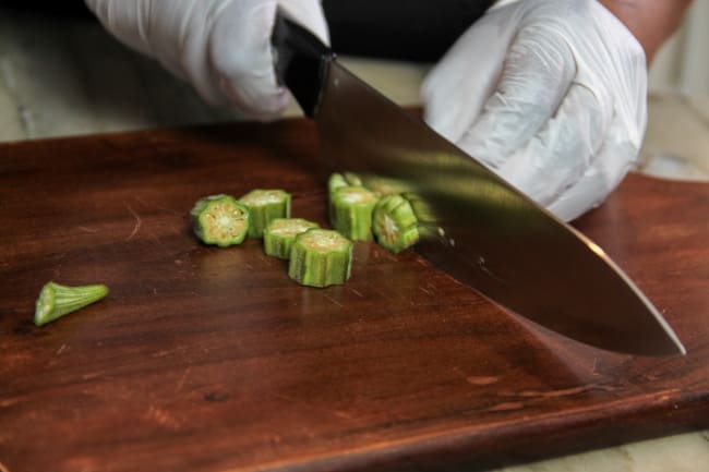 A wooden cutting board