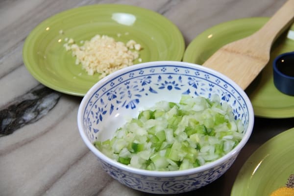 A bowl of food on a plate