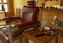 Barbershop Memories old fashion barber shop chair and table