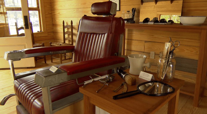 Barbershop Memories old fashion barber shop chair and table