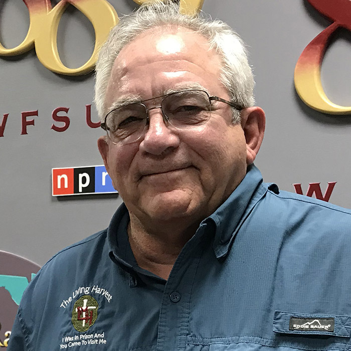 Dale White at WFSU wearing a blue shirt with a collar