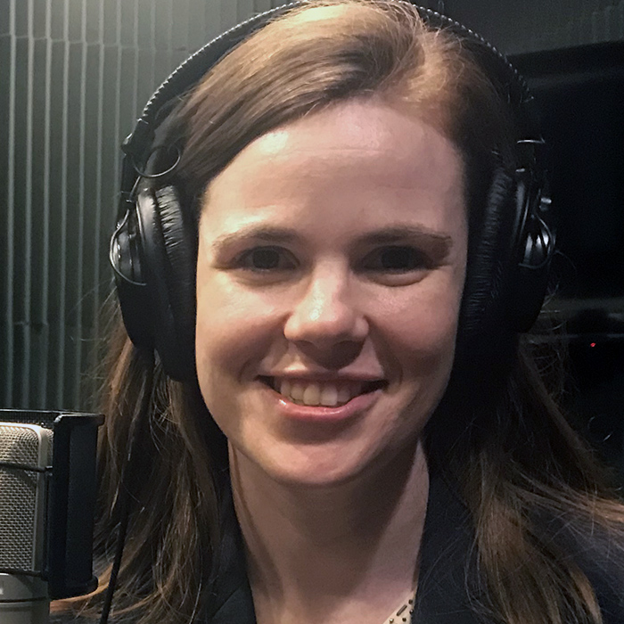 Jessica in studio with headphones