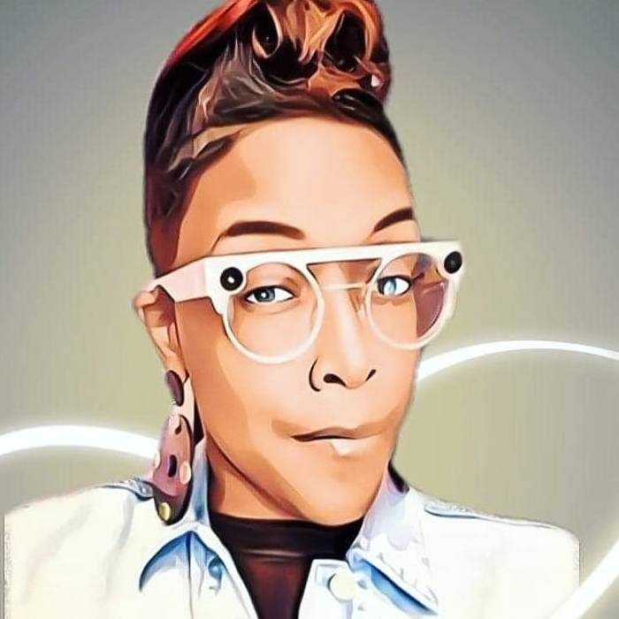 illustration of L.Michelle, wearing glasses