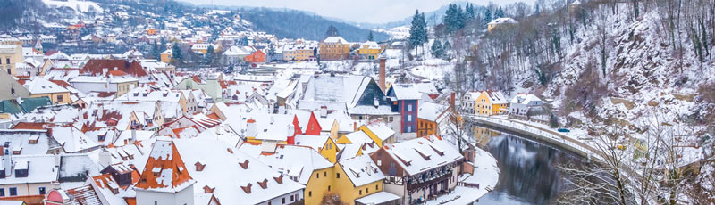 snow covered buildings